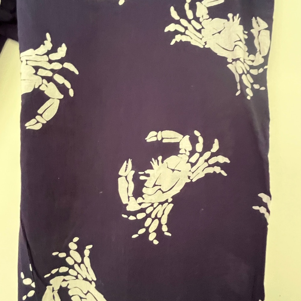 BUCKHEAD BETTIES Blue & White CRAB Print Ruffle Bottom Lounge Sleep Pants Small - Picture 7 of 8